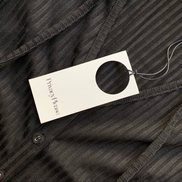 Revolve Privacy Please Prentiss Mini Dress Bodycon Rib Knit Tie detail Black XS - Picture 13 of 14